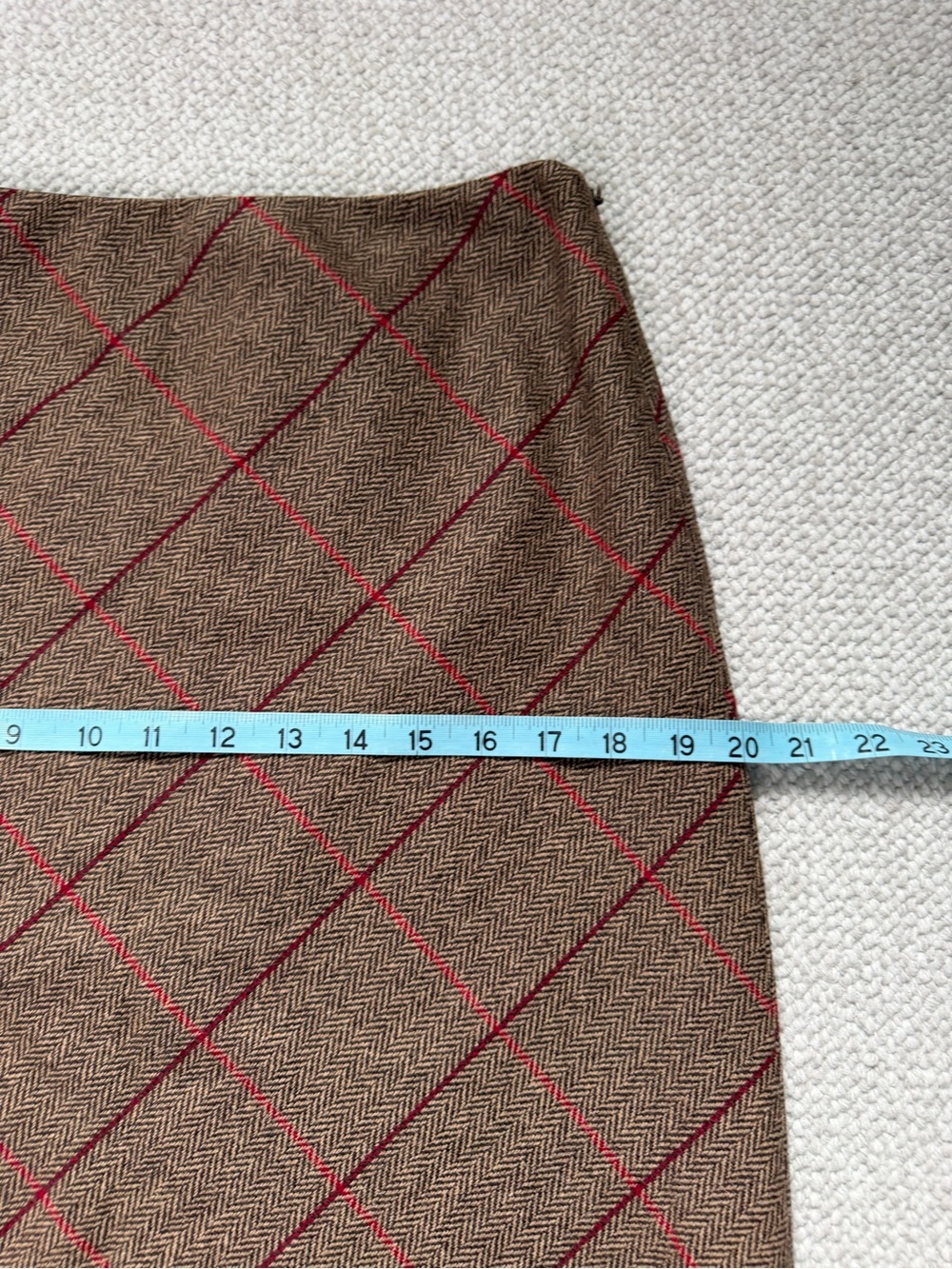 Herringbone Wool Plaid Skirt 10 Dark Academia Old Money Preppy - Picture 9 of 10
